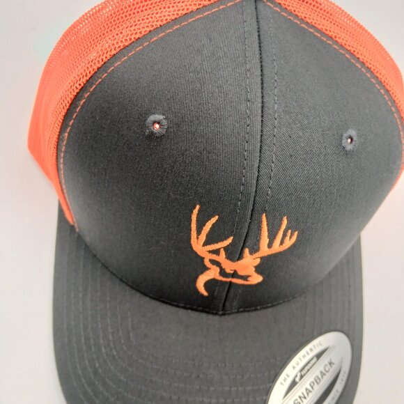 Deer Buck Hunter Trucker Mesh Snapback Hat Cap Hi-Vis Orange - Picture 4 of 4